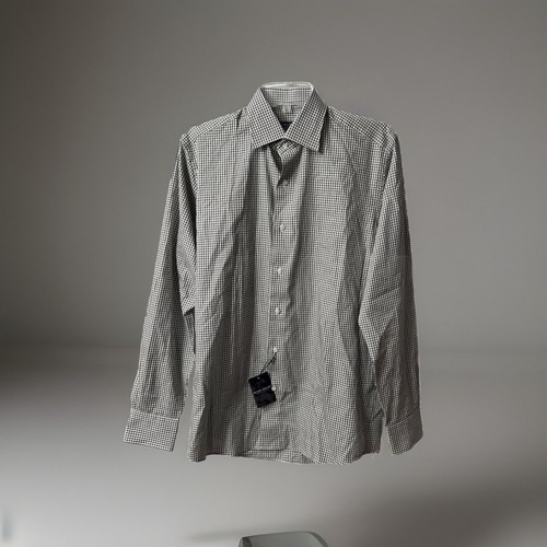 Camisa Peter Millar Corona Artesanal Acabado Flexible Gris Cuadros Nueva con Etiquetas Botones S Precio de venta sugerido por el fabricante $250 - Imagen 2 de 6