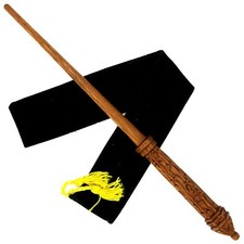 15" Hand Carved Mahogany Wood Corvus Wizards Magic Wand Pagan Wicca w/Free Bag