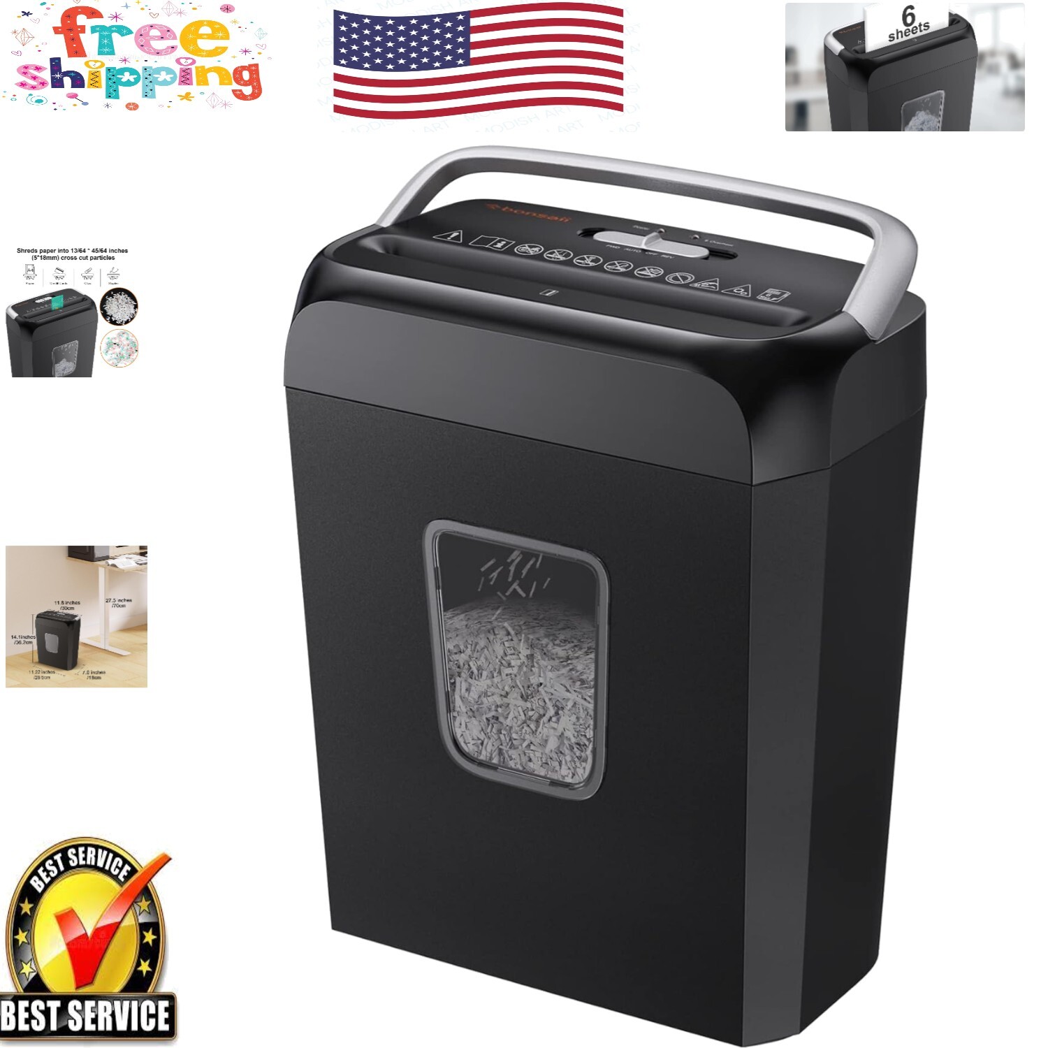 Efficient Home Paper Shredder for Documents and Credit Cards - 6-Sheet Capacity-image
