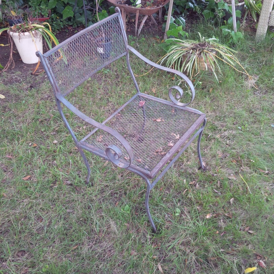 Vintage Woodard Salterini Style Metal Patio Table Chair Set Shipping