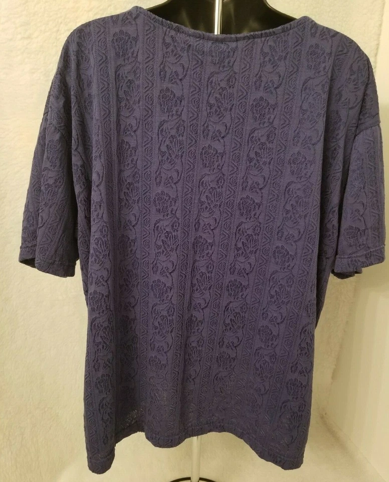 Camisa Top Blusa Gitano Mujer Talla 20W Azul Floral Rayas Foto 4 de 4