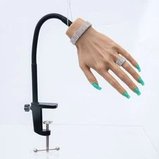 Silicone Practice Hand Lifelike Acrylic NailArt Finger Training with Clip Holder