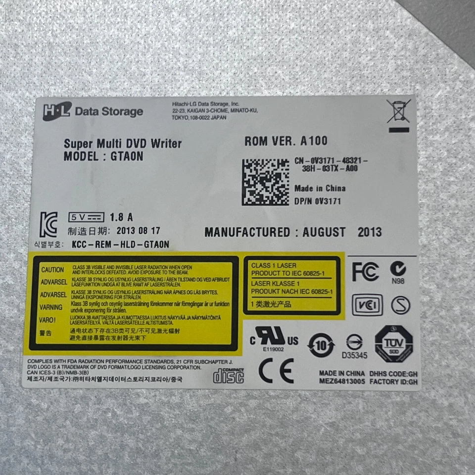 Genuine Hitachi LG GTA0N Super Multi CD DVD±RW Sata Optical Disk Drive 0V3171 - Image 2 of 4