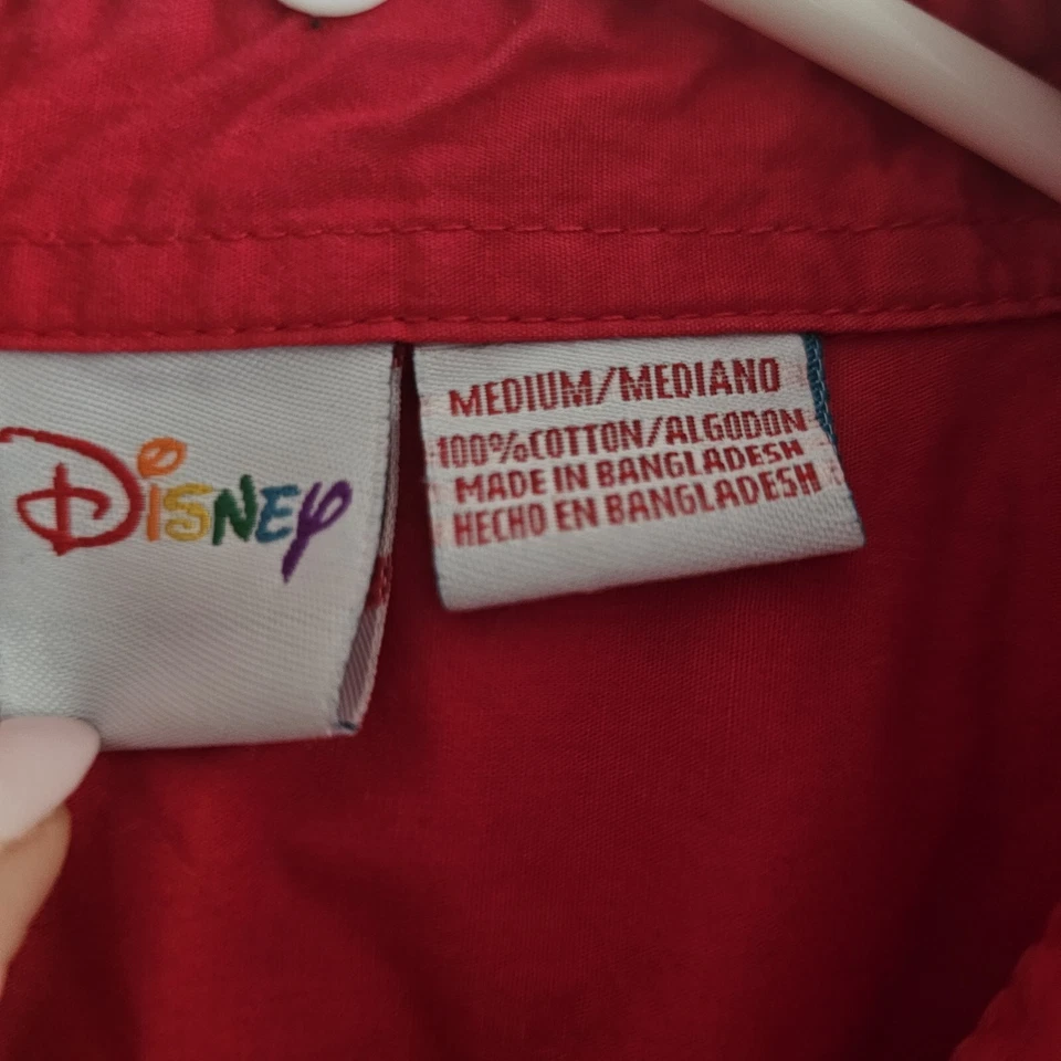 Blusa vintage Disney Mickey & Pluto Navidad roja manga larga abotonada mediana Foto 2 de 4