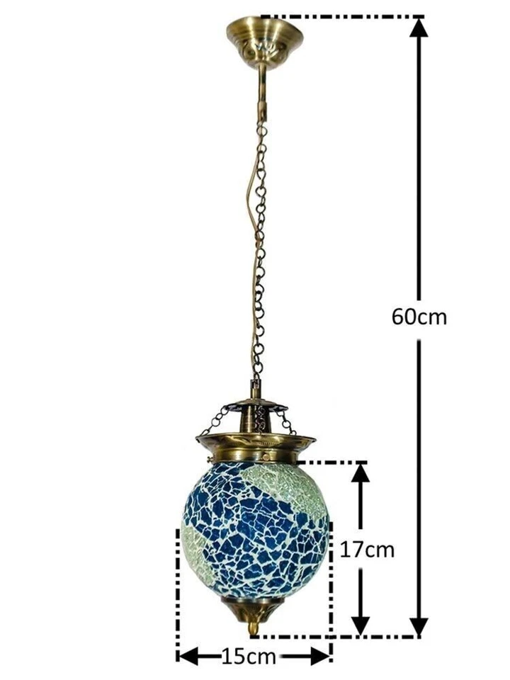 Plafonnier marocain en mosaïque turque luminaire suspendu lustre globe - Photo 3/4