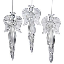 Set of 3 Angel Finial Glass Ornaments D2425 w
