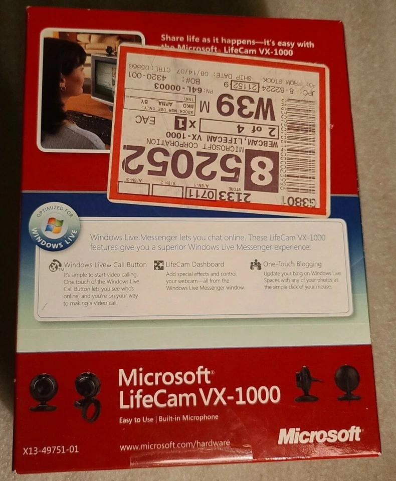 BRAND NEW MICROSOFT LIFECAM VX-1000  WITH BUILT IN MICROPHONE FACTORY SEALED - Image 3 of 4
