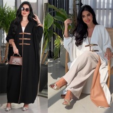 Modest Women Open Long Dress Abaya Dubai Kimono Oversize Muslim Cardigan Robe