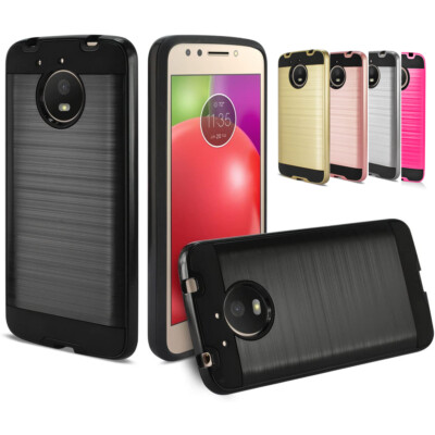 For Motorola Moto E4 Plus Brushed Impact Resistant Case Cover Screen  Protector