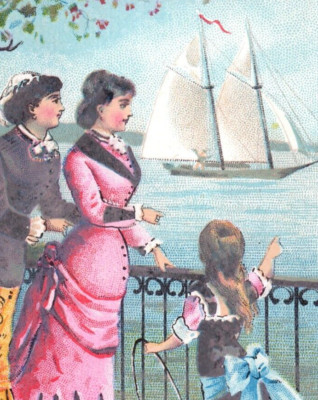 1880s  Domestic Sewing Machine Co. Sea Sailboat Ladies & Child P185