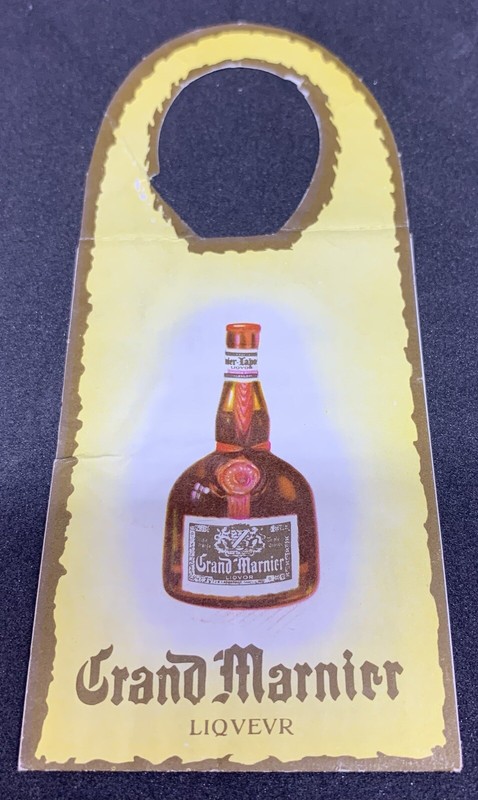 GRAND MARNIER LIQUEUR BOTTLE HANG TAG WITH RECIPES, OPENED