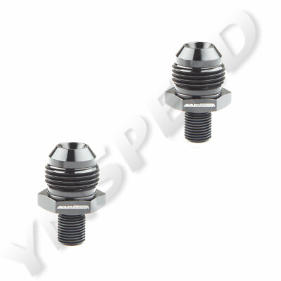US SHIP 2PCS Straight 8AN AN8 Male Flare To M10x1.0mm Fuel Fitting Adapter Black