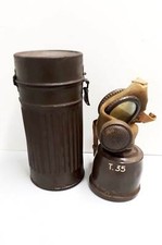 Maschera antigas  T35 con contenitore in ferro Tedesco vintage