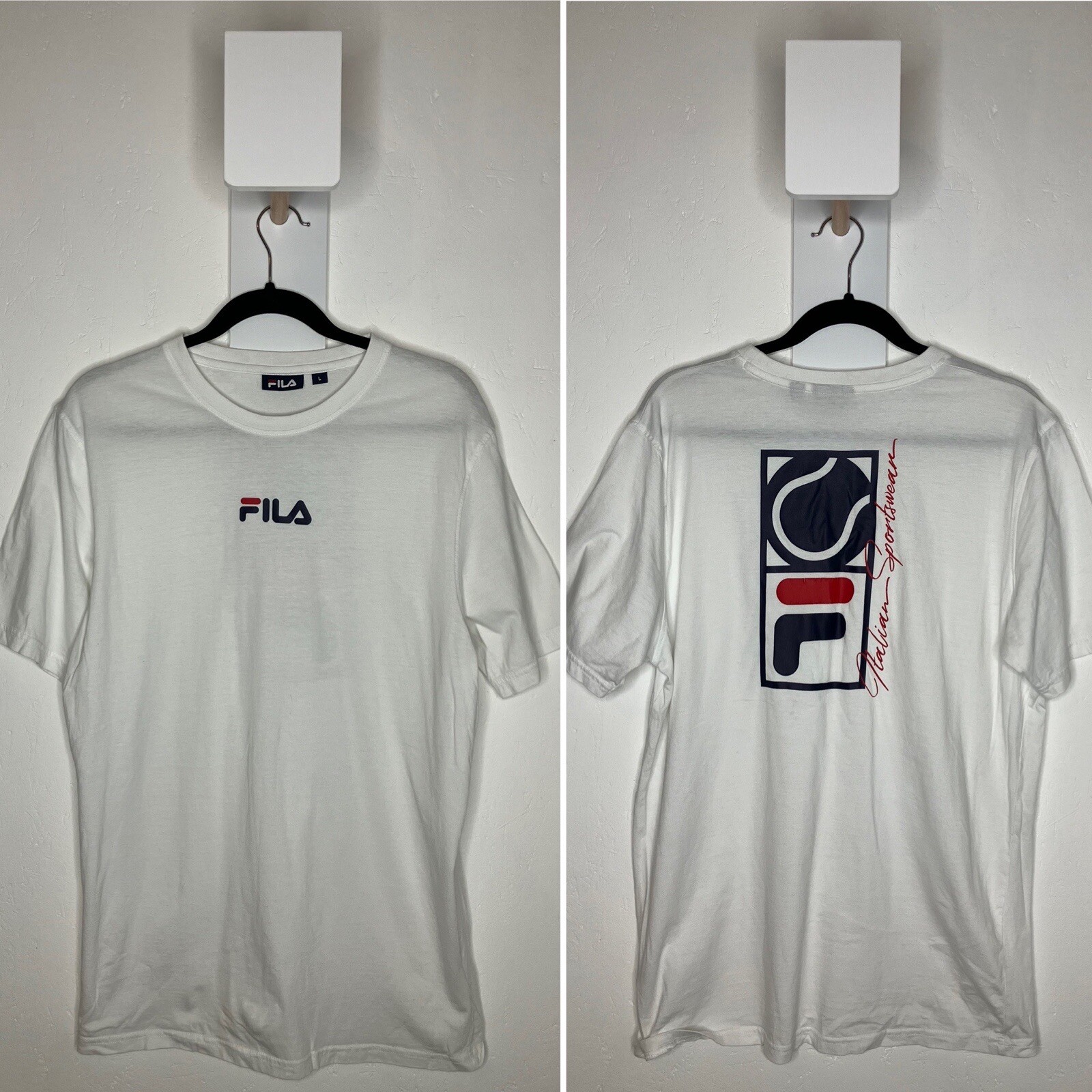 FILA Retro T shirt abbigliamento sportivo italiano bianco grande