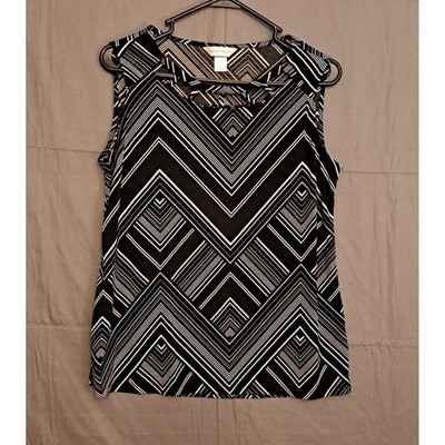 Christopher & Banks Geometric Print Tank Top Womens Size Medium Black White