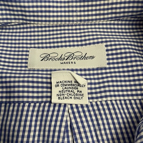 Brooks Brothers Makers Button Long Sleeve Shirt Men 15.5/33 USA Gingham Blue - Picture 5 of 8