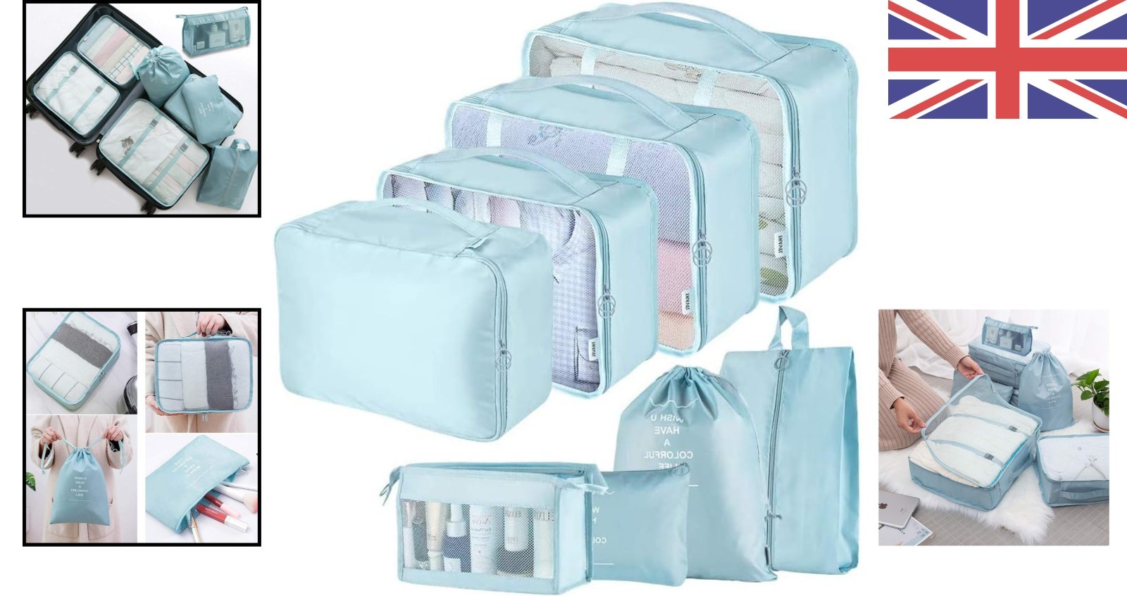 Multifunctional 8-Piece Compression Packing Cubes - Waterproof & Space-Saving