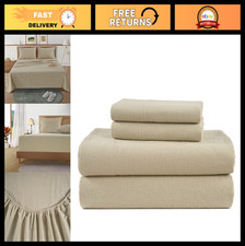 100 Cotton Twin Flannel Sheet Set - Soft Cozy Brushed Bed Sheets, 15" Deep Po