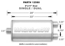 Magnaflow 5 X 11 Oval Muffler 12580 - 2.5-2.25 Centerdual - 22 Body