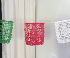 Virgen De Guadalupe Papel Picado Banners 3PACK Plastic Tricolor.