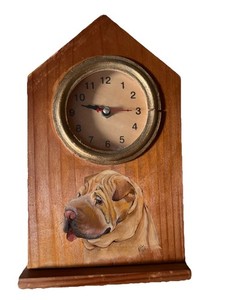 Hand painted Shar Pei Small Clock