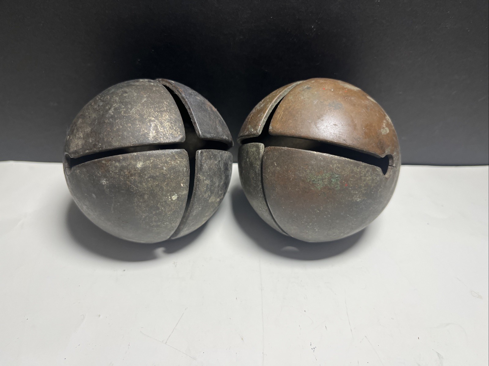 Antique Sleigh Bells , Set Of 2 . Heavy And Original.