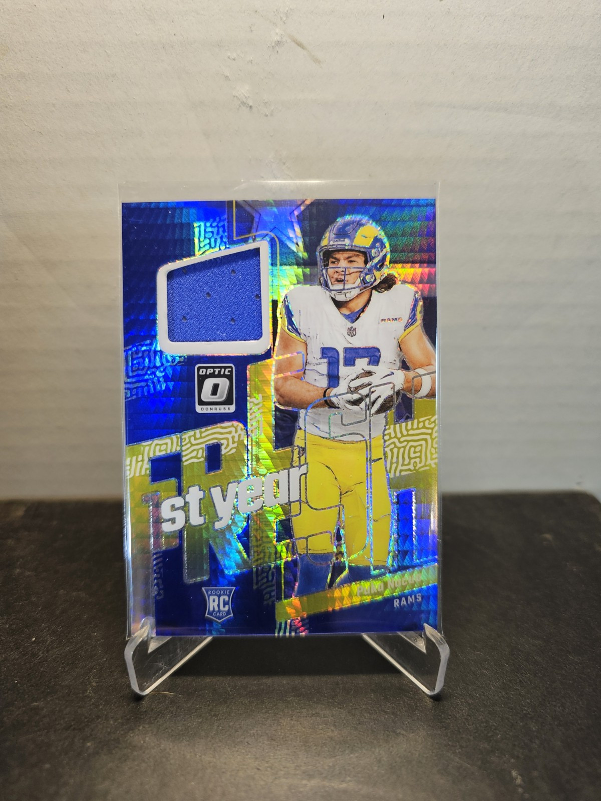 Puka Nacua 2023 Donruss Optic Blue Hyper Rookie Patch Card FYF-PN