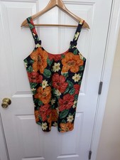 Vintage Vibrant Floral Night Dress M Bow Detail Coquette Girl Tropical