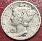 1924 Mercury Silver Dime. Better Grade. Free Shipping