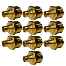 10 Pack  XFITTING 3/4" PEX-B Barb x 1" Male NPT Adapter, Lead Free Brass