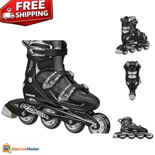 Performance Inline Skates for All Ages - Adjustable Size 6-9 Triple Buckle
