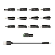 5V Universal DC Power Cable USB to DC Charging Cord 5.5x2.1mm with 13Pcs Adapter