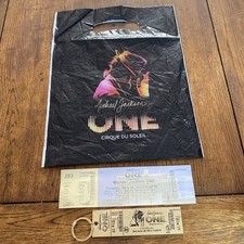 MICHAEL JACKSON ONE CIRQUE DU SOLEIL CONCERT TICKET, BAG AND METAL KEY FOB