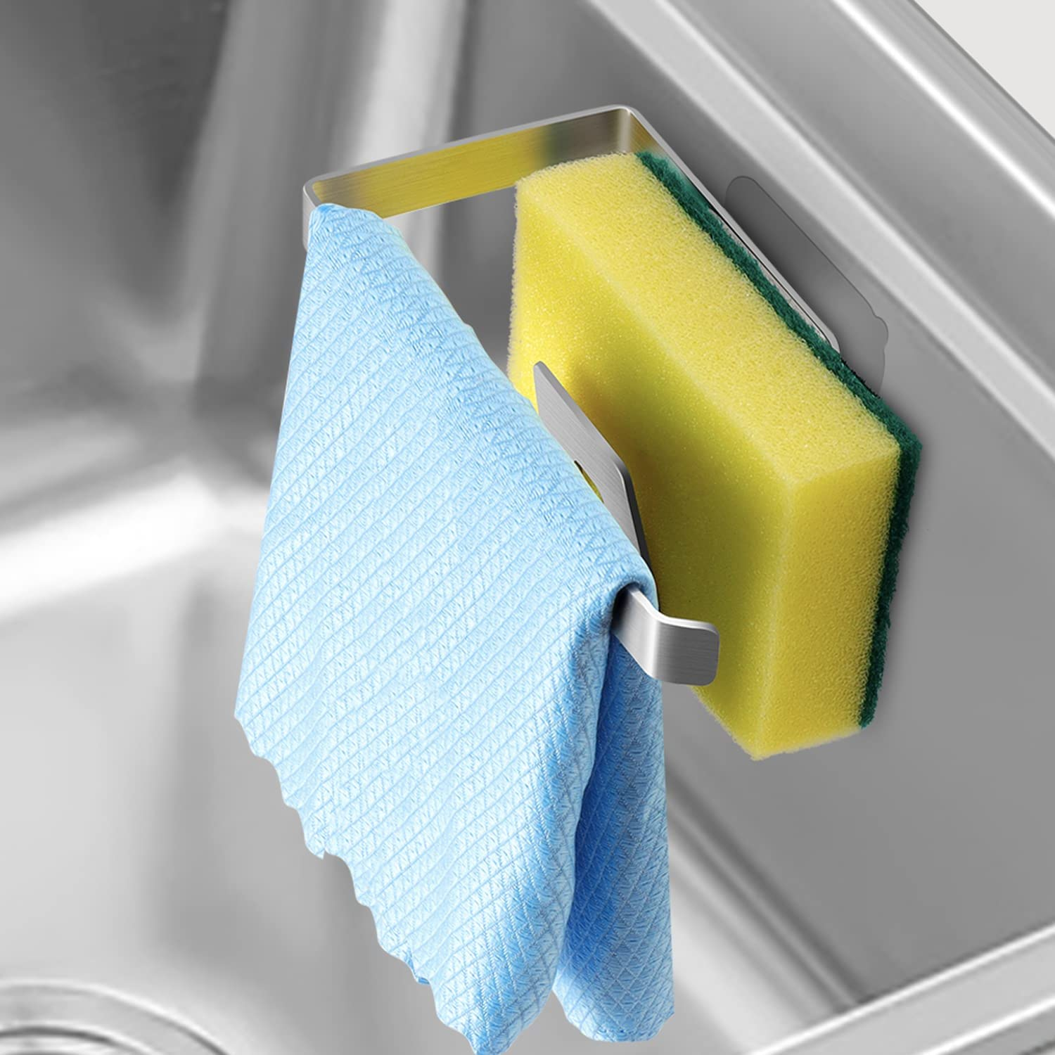 Stainless Steel Sink Caddy Sponge Holder Kitchen Organizer Rustproof No Drilling