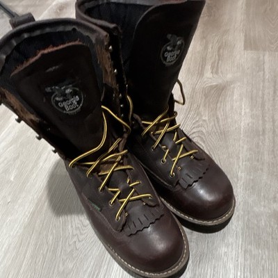 Georgia Boot Men's 8  Low Heeled Logger -Brown Leather Soft Toe - 12 W
