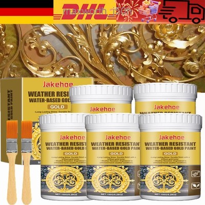 1~5x Weather-Resistant Water-Based Gold Paint Metallic Paint 150g