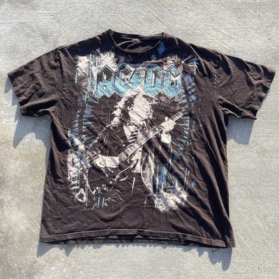 AC/DC Highway to Hell Band Men's Shirt Size L Black/Brown Tie-Dye Graphic