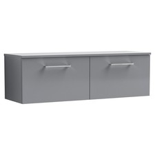 Image of Nuie Arno Satin Grey 1200mm Wall Hung 2 Drawer Vanity Unit with Worktop - ARN222