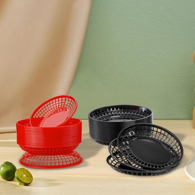 24x Oval Fast Food Baskets, Bread Fry Baskets, Serving Tray, Retro Storage