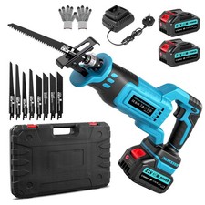 Reciprocating Saw 21V Cordless Electric with Battery Fast Charger & 8 Blades Set