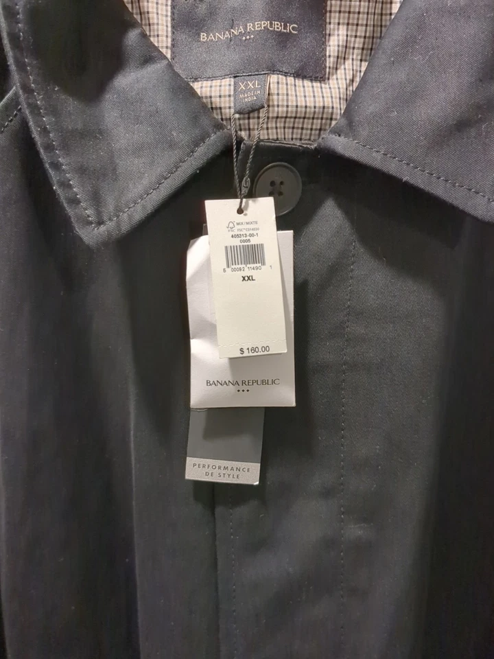 Chaqueta Abrigo Banana Republic Cera Resistente al Agua Mac Algodón Negro Talla XXL Foto 4 de 4