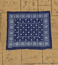 Vintage Blue Bandana Fast Color 100 Cotton Trunk Up Elephant