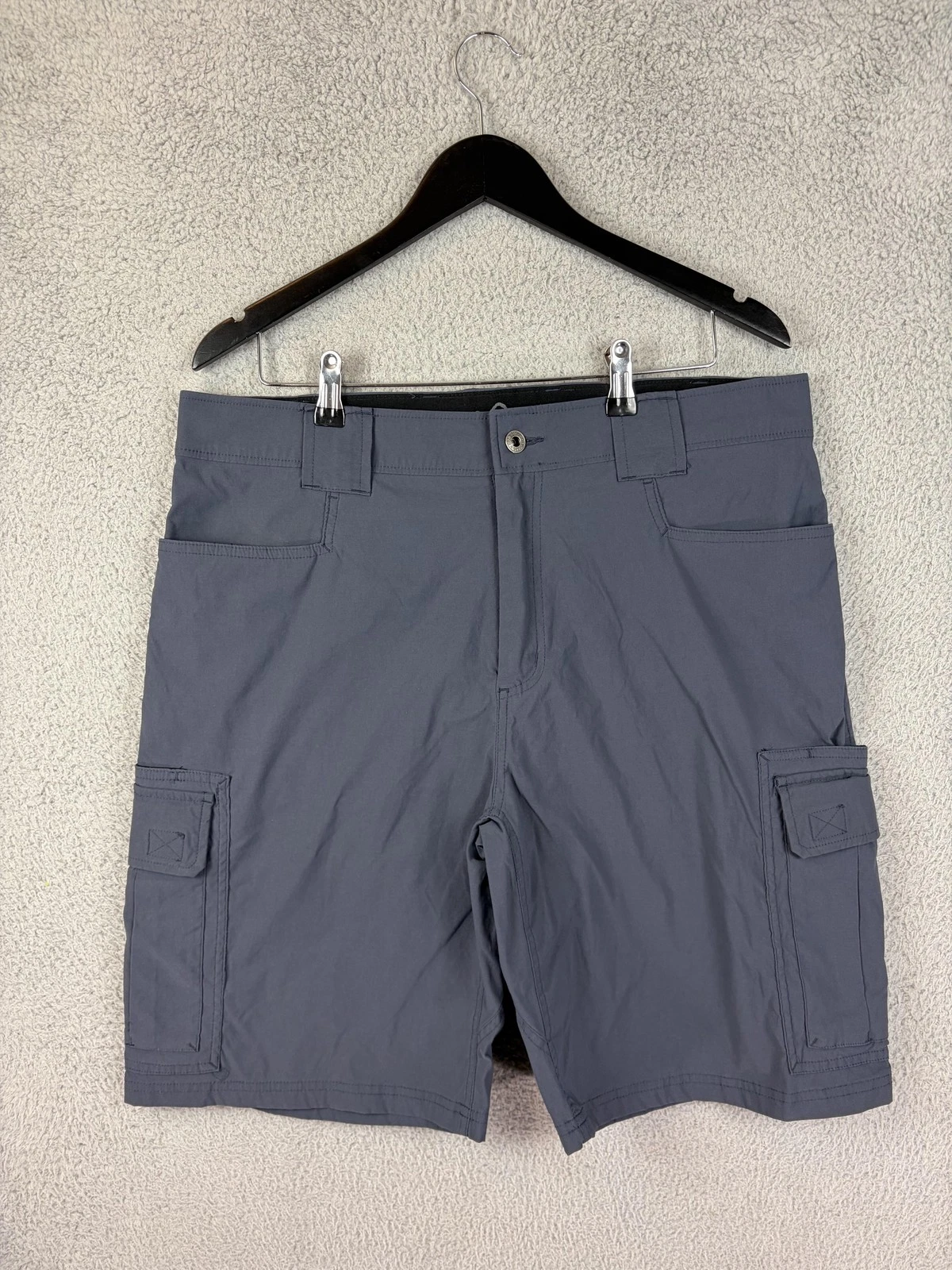 Eddie Bauer Cargo Shorts Mens 36 Gray Nylon Spandex Stretch 11 Inseam Outdoor