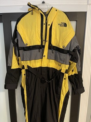 The North Face Steep Tech Ski Suit Bib Jacket Mens XL Yellow Scot Schmidt Hooded