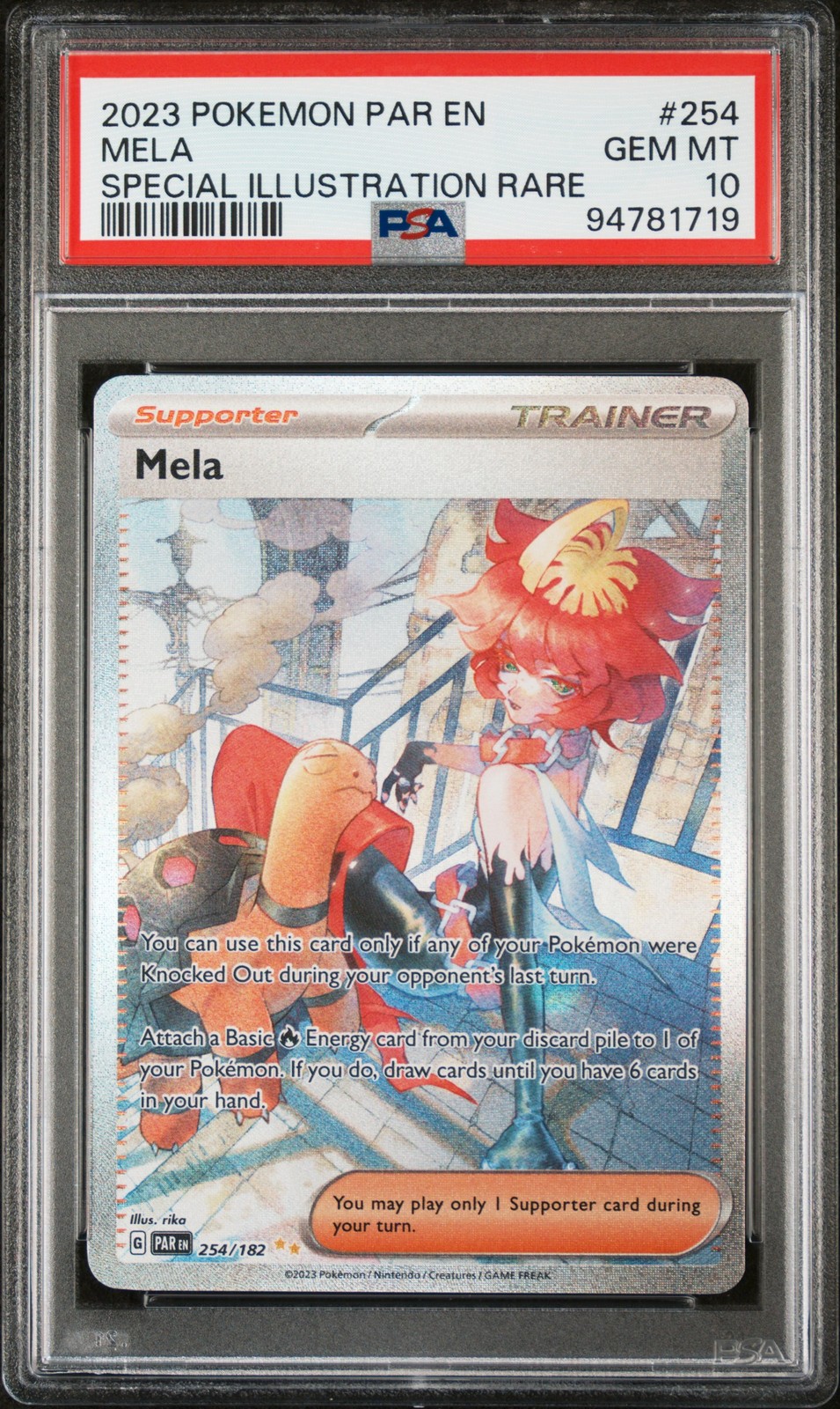 2023 POKEMON PAR EN-PARADOX RIFT SPECIAL ILLUSTRATION RARE #254 MELA PSA 10