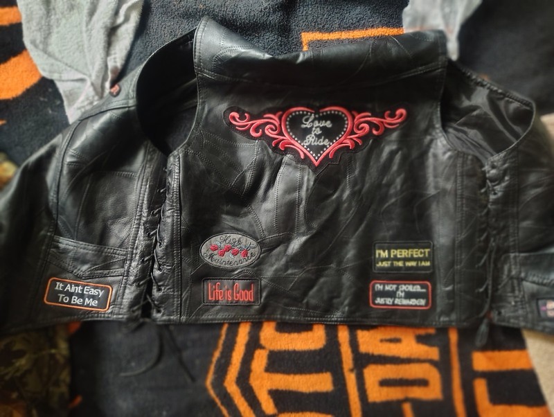 Black Lady Rider Vest Large Motorcycle Biker Brand New