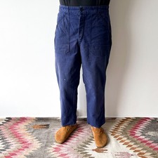 80s Vintage French Workwear Heavily Faded Distressed Twill Cotton Work Pants W35
