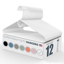 USA-Made Super Heavy-Duty Plastic Hangers White 12, 18, 24, 30, 36, 72 Packs -