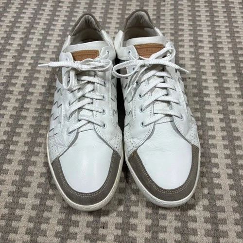 Baldinini Mens White Woven Leather Suede Low Top Sneakers Shoes 1646 Size 42 - product listing photo