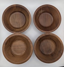 Vintage Solid American Walnut Lebanon Missouri Salad Bowls MCM Set Of 4
